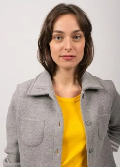 SAINT JAMES Veste Nashville - Boutonnée En Maille Double Face (GRIS CLAIR/BLANC D'HIVER) -Chic Marin Soldes 0125 Nashville Gris Clair Blanc d Hiver 04