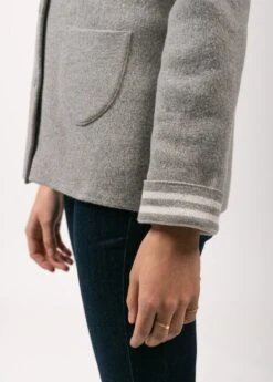 SAINT JAMES Veste Nashville - Boutonnée En Maille Double Face (GRIS CLAIR/BLANC D'HIVER) -Chic Marin Soldes 0125 Nashville Gris Clair Blanc d Hiver 05