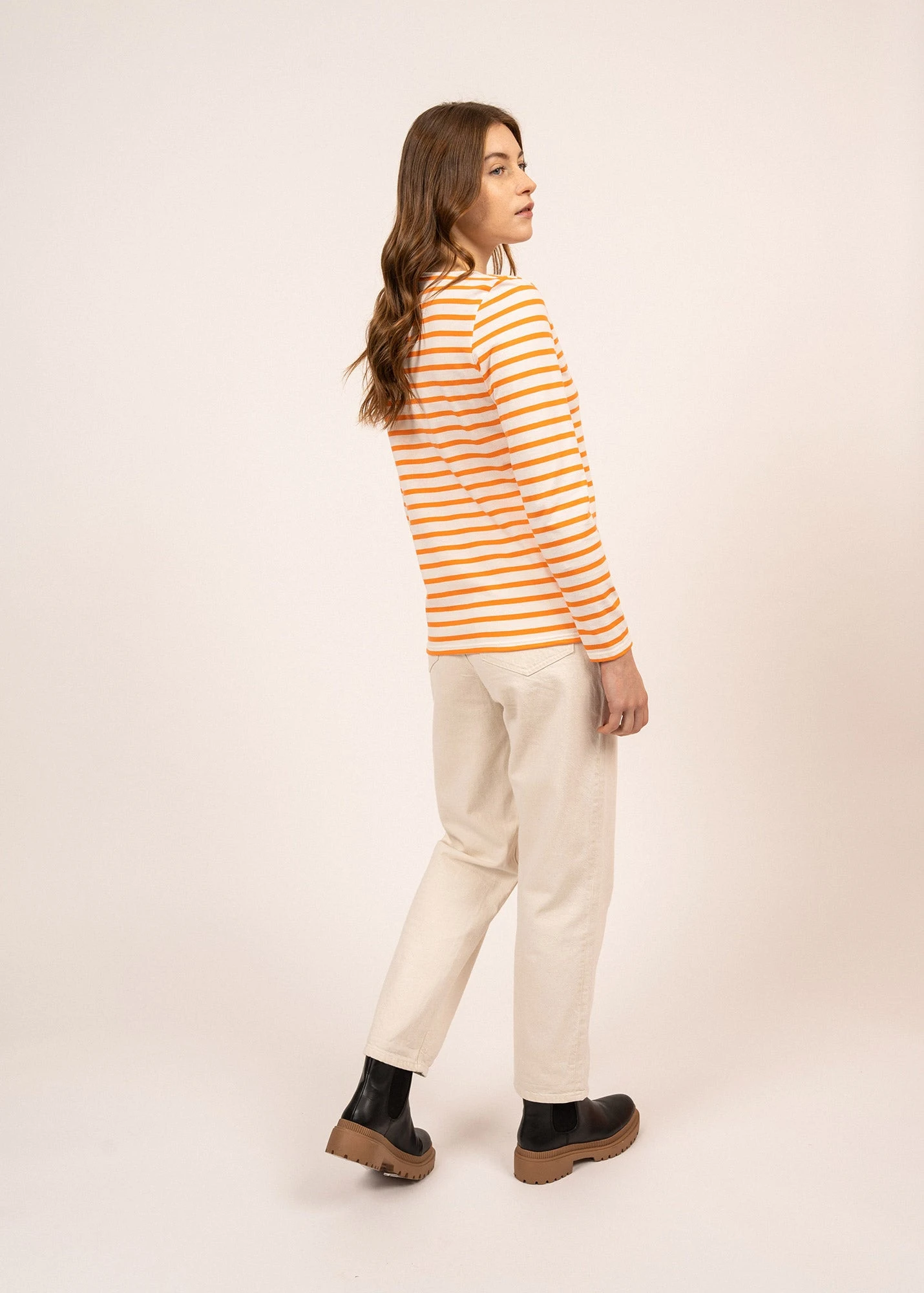 SAINT JAMES Marinière Minquidame - Coupe Droite, En Coton Léger (ECUME/ORANGE FLUO) 4 SAINT JAMES Marinière Minquidame - Coupe Droite, En Coton Léger (ECUME/ORANGE FLUO) - Image 2