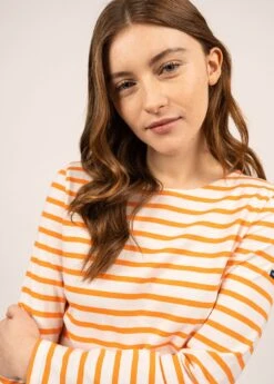 SAINT JAMES Marinière Minquidame - Coupe Droite, En Coton Léger (ECUME/ORANGE FLUO) 8 SAINT JAMES Marinière Minquidame - Coupe Droite, En Coton Léger (ECUME/ORANGE FLUO) -Chic Marin Soldes 0237 ECUME ORA FLUO 03