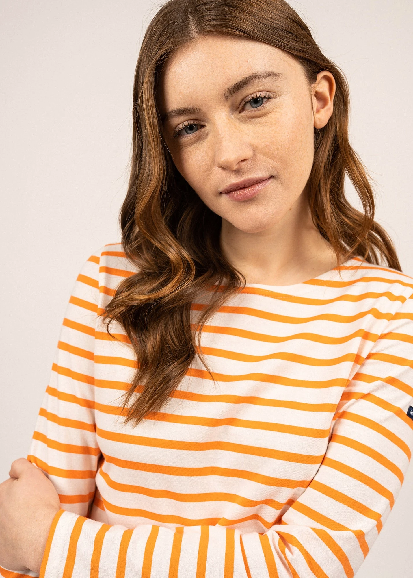 SAINT JAMES Marinière Minquidame - Coupe Droite, En Coton Léger (ECUME/ORANGE FLUO) 5 SAINT JAMES Marinière Minquidame - Coupe Droite, En Coton Léger (ECUME/ORANGE FLUO) - Image 3