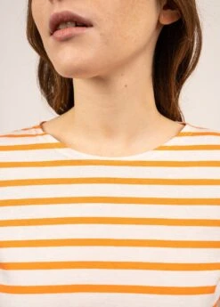 SAINT JAMES Marinière Minquidame - Coupe Droite, En Coton Léger (ECUME/ORANGE FLUO) 9 SAINT JAMES Marinière Minquidame - Coupe Droite, En Coton Léger (ECUME/ORANGE FLUO) -Chic Marin Soldes 0237 ECUME ORA FLUO 04