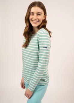 SAINT JAMES Marinière Minquidame - Coupe Droite, En Coton Léger (JADE/ECUME) -Chic Marin Soldes 0237 JADE ECUME 03