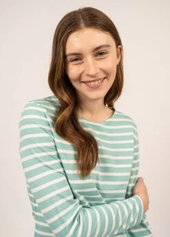 SAINT JAMES Marinière Minquidame - Coupe Droite, En Coton Léger (JADE/ECUME) -Chic Marin Soldes 0237 JADE ECUME 04