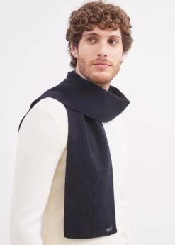 SAINT JAMES Echarpe Unie Scarf - En Pure Laine Vierge (NAVY)