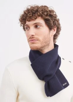 SAINT JAMES Echarpe Unie Scarf - En Pure Laine Vierge (MARINE)