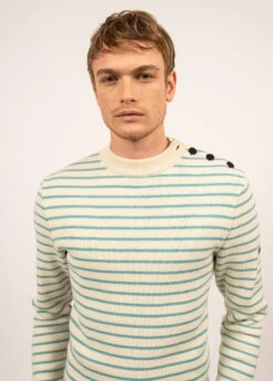 SAINT JAMES Pull Marin Rayé Matelot - Coupe Ajustée, En Pure Laine Vierge (ECRU/JADE) 11 SAINT JAMES Pull Marin Rayé Matelot - Coupe Ajustée, En Pure Laine Vierge (ECRU/JADE) -Chic Marin Soldes 0300 ECRU JADE 04