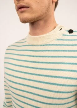 SAINT JAMES Pull Marin Rayé Matelot - Coupe Ajustée, En Pure Laine Vierge (ECRU/JADE) 12 SAINT JAMES Pull Marin Rayé Matelot - Coupe Ajustée, En Pure Laine Vierge (ECRU/JADE) -Chic Marin Soldes 0300 ECRU JADE 05