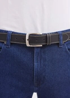 SAINT JAMES Ceinture Bordée - En Cuir (NOIR) -Chic Marin Soldes 0331 BORDEE NOIR 04