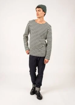 SAINT JAMES Marinière Iconique à Coudières Unies - En Jersey De Coton Lourd (VEGETAL/ECUME/MARINE) 7 SAINT JAMES Marinière Iconique à Coudières Unies - En Jersey De Coton Lourd (VEGETAL/ECUME/MARINE) -Chic Marin Soldes 0407 UD VEGET ECU MARINE E Shop BD 03