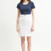 SAINT JAMES Jupe Droite Elfy - En Denim Coloré (BLANC) -Chic Marin Soldes 0433 ELFY COULEUR BLANC 01