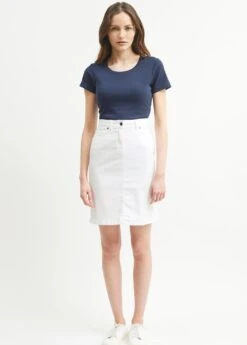 SAINT JAMES Jupe Droite Elfy - En Denim Coloré (BLANC)