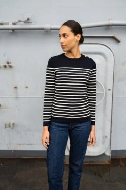 Pull Marin Rayé "Astrolabe" - SAINT JAMES X Marine Nationale (NAVY/ECUME)