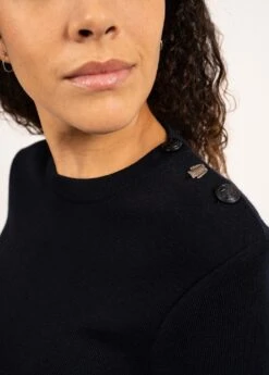 SAINT JAMES Pull Brégançon Bretagne - En Laine, à Coudières Contrastées (NAVY/MULTICO) -Chic Marin Soldes 0467 ME E shop BD 10