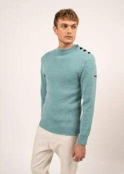 SAINT JAMES Pull Marin Uni Matelot - Coupe Ajustée, En Pure Laine Vierge (JADE) -Chic Marin Soldes 0589 JADE 03