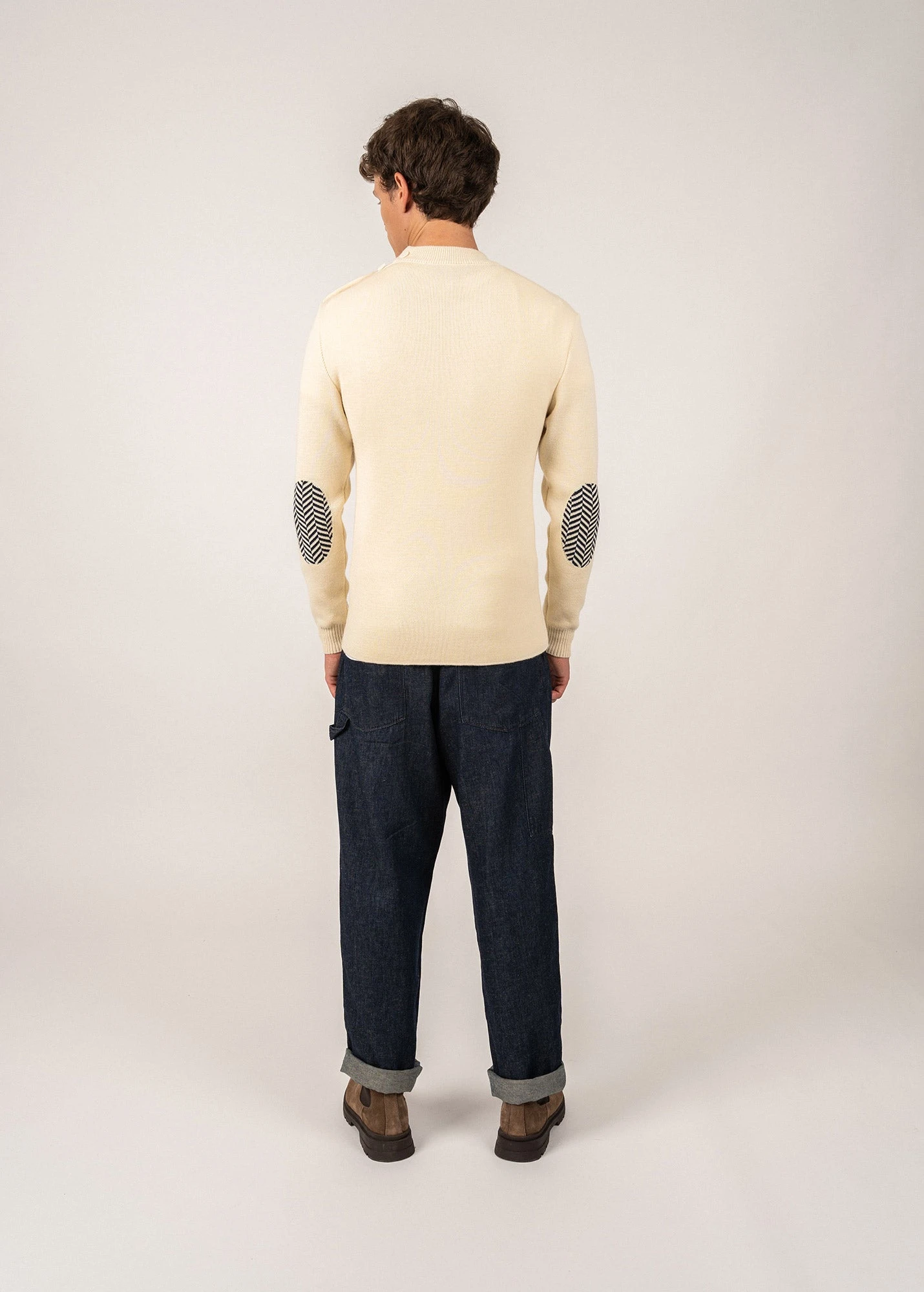 Pull Marin Le Chevron - SAINT JAMES X Le Slip Français En Laine Vierge (ECRU/MARINE) 4 Pull Marin Le Chevron - SAINT JAMES X Le Slip Français En Laine Vierge (ECRU/MARINE) - Image 2