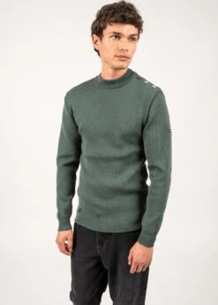 Le Chevron - Pull Marin SAINT JAMES X Le Slip Français En Laine Vierge (VEGETAL/ECRU) -Chic Marin Soldes 0590 G7 VEGETAL ECRU E SHop BD 03