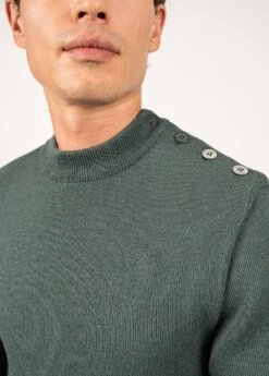 Le Chevron - Pull Marin SAINT JAMES X Le Slip Français En Laine Vierge (VEGETAL/ECRU) -Chic Marin Soldes 0590 G7 VEGETAL ECRU E SHop BD 05