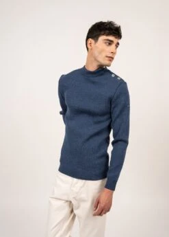 Pull Marin Le Chevron - SAINT JAMES X Le Slip Français En Laine Vierge (JEAN/ECRU) -Chic Marin Soldes 0590 UP JEAN ECRU 03