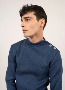 Pull Marin Le Chevron - SAINT JAMES X Le Slip Français En Laine Vierge (JEAN/ECRU) -Chic Marin Soldes 0590 UP JEAN ECRU 04