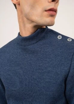 Pull Marin Le Chevron - SAINT JAMES X Le Slip Français En Laine Vierge (JEAN/ECRU) -Chic Marin Soldes 0590 UP JEAN ECRU 05