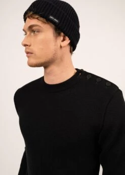 SAINT JAMES Pull Marin Uni Rochefort - Coupe Ajustée, En Laine Mérinos (NOIR) -Chic Marin Soldes 0620 NOIR 04