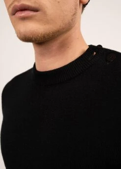 SAINT JAMES Pull Marin Uni Rochefort - Coupe Ajustée, En Laine Mérinos (NOIR) -Chic Marin Soldes 0620 NOIR 05