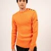 SAINT JAMES Pull Marin Uni Rochefort - Coupe Ajustée, En Laine Mérinos (ORANGE FLUO) -Chic Marin Soldes 0620 ORANGE FLUO 01