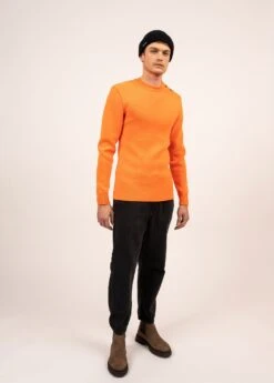 SAINT JAMES Pull Marin Uni Rochefort - Coupe Ajustée, En Laine Mérinos (ORANGE FLUO) -Chic Marin Soldes 0620 ORANGE FLUO 03
