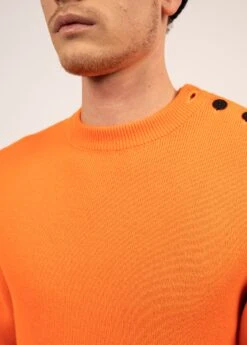 SAINT JAMES Pull Marin Uni Rochefort - Coupe Ajustée, En Laine Mérinos (ORANGE FLUO) -Chic Marin Soldes 0620 ORANGE FLUO 05