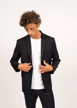 SAINT JAMES Blazer En Drap De Laine St Benoit - à Coudières En Ton Sur Ton (NAVY) -Chic Marin Soldes 0673 CC E shop BD 4