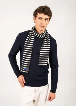 Echarpe Rayée En Laine Mélangée - SAINT JAMES X Transat Jacques Vabre (NAVY/ECUME) -Chic Marin Soldes 0720 KH NAVY ECUME 03