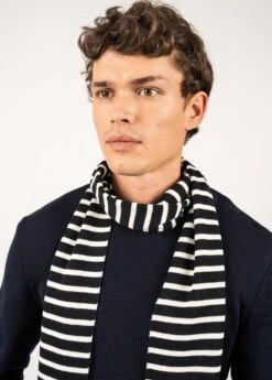 Echarpe Rayée En Laine Mélangée - SAINT JAMES X Transat Jacques Vabre (NAVY/ECUME) -Chic Marin Soldes 0720 KH NAVY ECUME 04