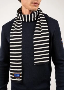 Echarpe Rayée En Laine Mélangée - SAINT JAMES X Transat Jacques Vabre (NAVY/ECUME) -Chic Marin Soldes 0720 KH NAVY ECUME 05