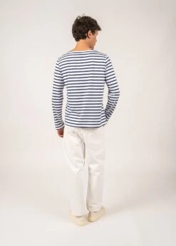 Marinière Classique En Coton Léger - SAINT JAMES X Transat Jacques Vabre (NEIGE/MARINE) -Chic Marin Soldes 0725 88 NEIGE MARINE 04