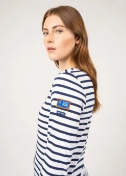 Marinière Classique En Coton Léger - SAINT JAMES X Transat Jacques Vabre (NEIGE/MARINE) -Chic Marin Soldes 0725 88 NEIGE MARINE 05