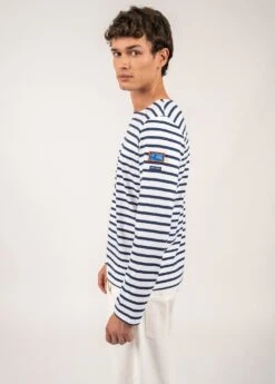 Marinière Classique En Coton Léger - SAINT JAMES X Transat Jacques Vabre (NEIGE/MARINE) -Chic Marin Soldes 0725 88 NEIGE MARINE 07