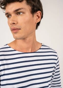 Marinière Classique En Coton Léger - SAINT JAMES X Transat Jacques Vabre (NEIGE/MARINE) -Chic Marin Soldes 0725 88 NEIGE MARINE 08