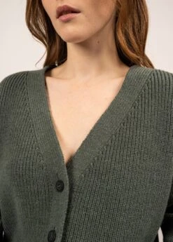 SAINT JAMES Gilet En Maille Perlée Murano - Col V Boutonné (VEGETAL) -Chic Marin Soldes 0749 VEGETAL 05