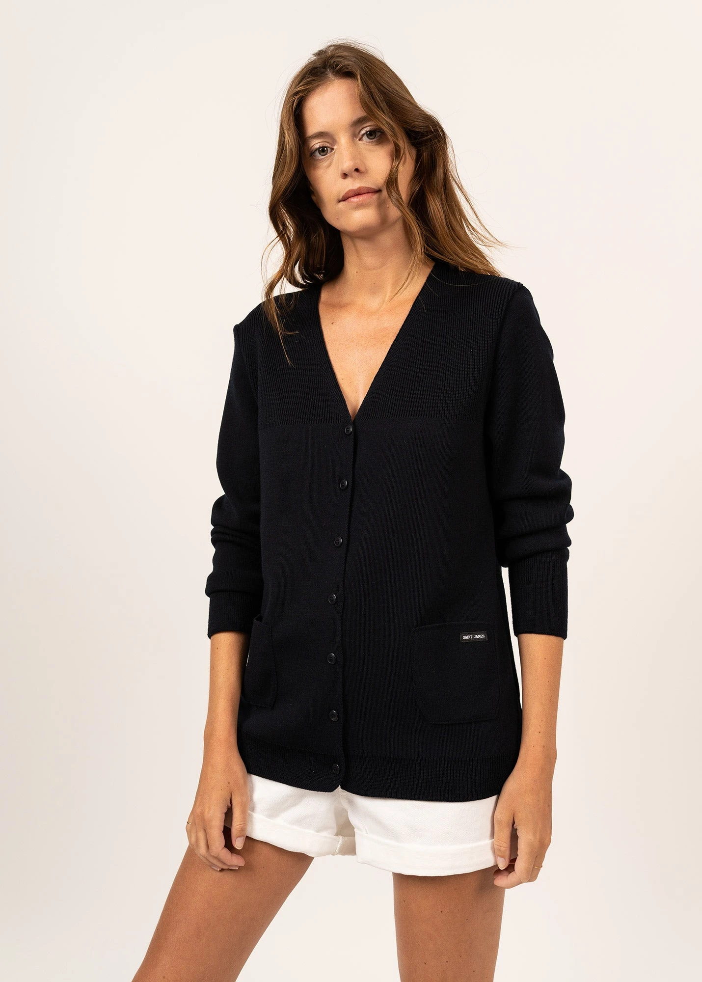 SAINT JAMES Gilet En Laine La Flotte - à Détails De Côtes Et Poches (NAVY) 3 SAINT JAMES Gilet En Laine La Flotte - à Détails De Côtes Et Poches (NAVY)