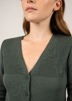 SAINT JAMES Gilet En Laine La Flotte - à Détails De Côtes Et Poches (VEGETAL) -Chic Marin Soldes 0877 WM VEGETAL E Shop BD 05