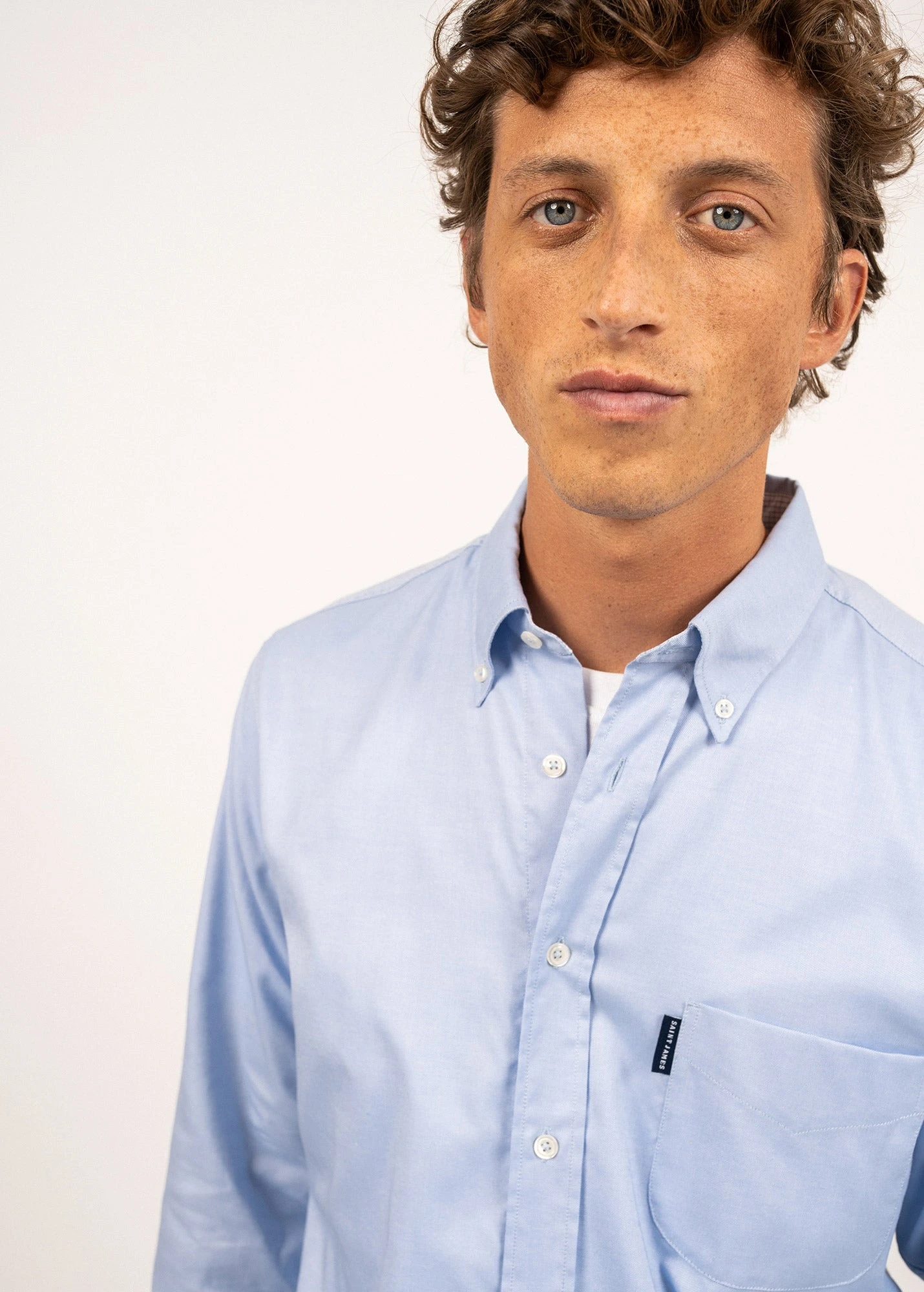 SAINT JAMES Chemise Manches Longues Ambroise - Coupe Droite En Oxford De Coton (CIEL) 6 SAINT JAMES Chemise Manches Longues Ambroise - Coupe Droite En Oxford De Coton (CIEL) - Image 4