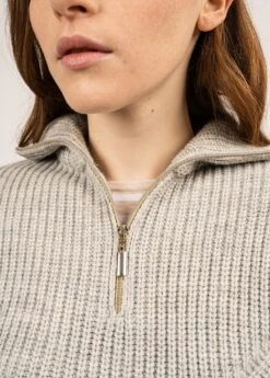 SAINT JAMES Pull Col Camioneur Foggia - à Détails Lurex, En Laine (GRIS CLAIR/CHAMPAGNE) 11 SAINT JAMES Pull Col Camioneur Foggia - à Détails Lurex, En Laine (GRIS CLAIR/CHAMPAGNE) -Chic Marin Soldes 0991 GRIS CL CHAMPAGN 05