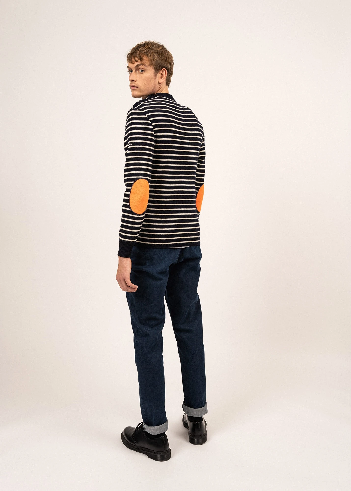 SAINT JAMES Pull Marin Rayé Matelot - à Coudières Contrastées (MARINE/ECRU/ORANGE FLUO) 4 SAINT JAMES Pull Marin Rayé Matelot - à Coudières Contrastées (MARINE/ECRU/ORANGE FLUO) - Image 2