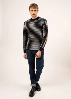 SAINT JAMES Pull Marin Rayé Matelot - à Coudières Contrastées (MARINE/ECRU/ORANGE FLUO) 9 SAINT JAMES Pull Marin Rayé Matelot - à Coudières Contrastées (MARINE/ECRU/ORANGE FLUO) -Chic Marin Soldes 1012 MARINE ECRU OR FLUO 03