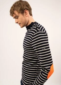 SAINT JAMES Pull Marin Rayé Matelot - à Coudières Contrastées (MARINE/ECRU/ORANGE FLUO) 10 SAINT JAMES Pull Marin Rayé Matelot - à Coudières Contrastées (MARINE/ECRU/ORANGE FLUO) -Chic Marin Soldes 1012 MARINE ECRU OR FLUO 04