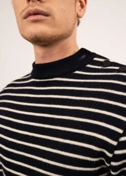 SAINT JAMES Pull Marin Rayé Matelot - à Coudières Contrastées (MARINE/ECRU/ORANGE FLUO) 11 SAINT JAMES Pull Marin Rayé Matelot - à Coudières Contrastées (MARINE/ECRU/ORANGE FLUO) -Chic Marin Soldes 1012 MARINE ECRU OR FLUO 05