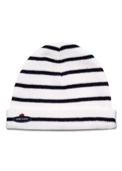 SAINT JAMES Bonnet Marin Cartier Enfant - Rayé, En Laine Douce (ECUME/NAVY)