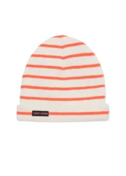 SAINT JAMES Bonnet Marin Rayé Cartier - En Laine Douce (ECUME/ORANGE FLUO)