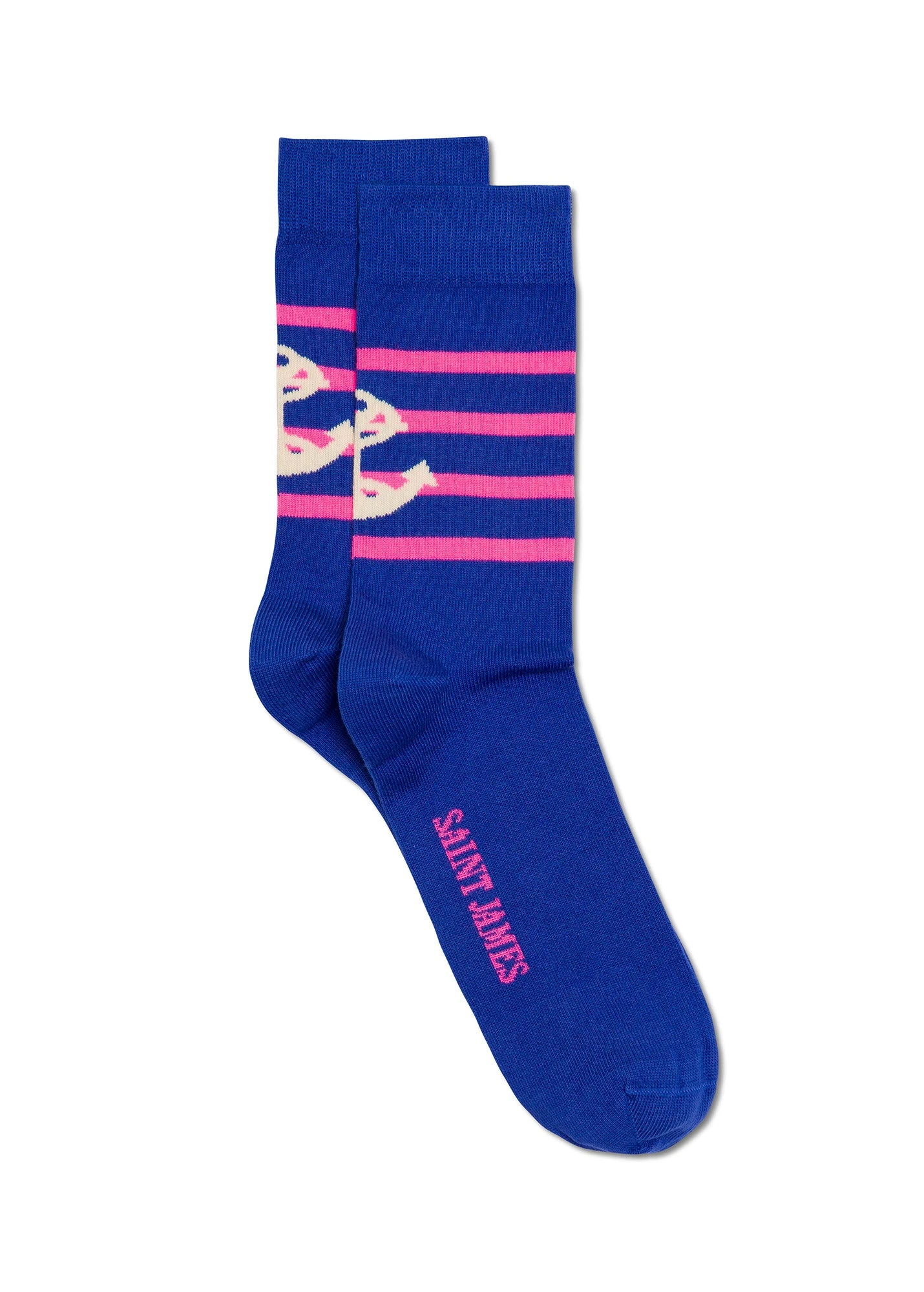 SAINT JAMES Chaussettes Unisexe à Motifs Ancres - En Jersey De Coton (GITANE/ROSE FLUO/ECRU) 3 SAINT JAMES Chaussettes Unisexe à Motifs Ancres - En Jersey De Coton (GITANE/ROSE FLUO/ECRU)